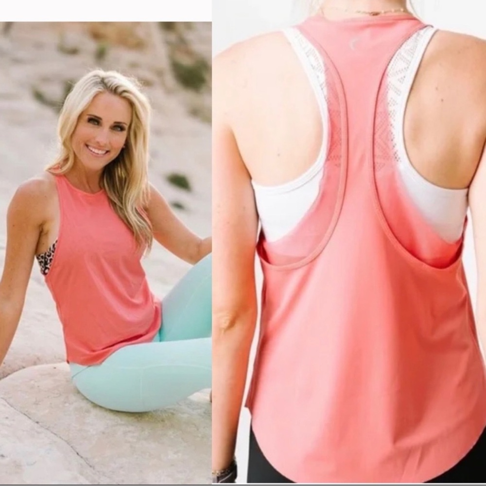 New Zyia Active Double Racer Tank Top Coral
High Neck Mesh Back. XL